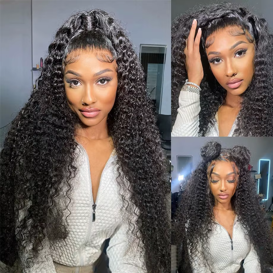 Perruque Lace Front Wig bouclée naturelle, cheveux humains, Deep Water Wave, HD, 13x4, 13x6, choix d