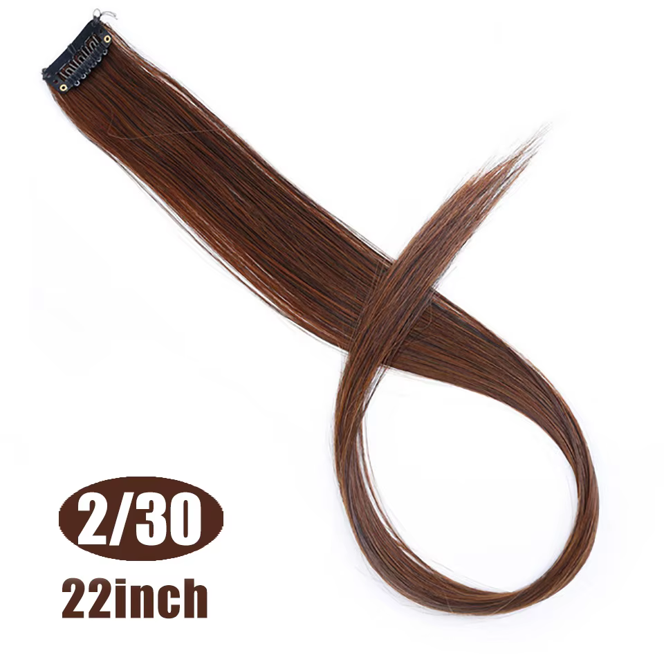 Pince à cheveux synthétique en plumes de 18 pouces, Extension capillaire une pièce, postiche colorée