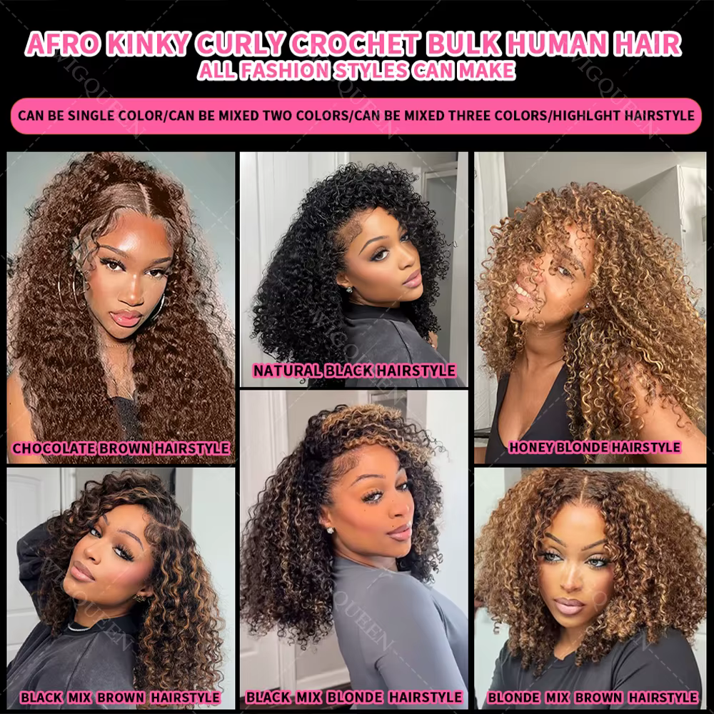 4/27 mettre en évidence couleur plume Crochet cheveux Afro crépus bouclés pré-bouclés Crochet cheveu