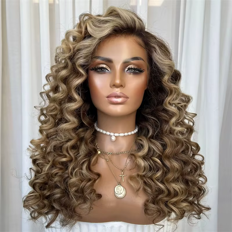 Perruque Lace Front Wig synthétique bouclée et profonde pour femmes, perruque Lace Wig sans colle ma