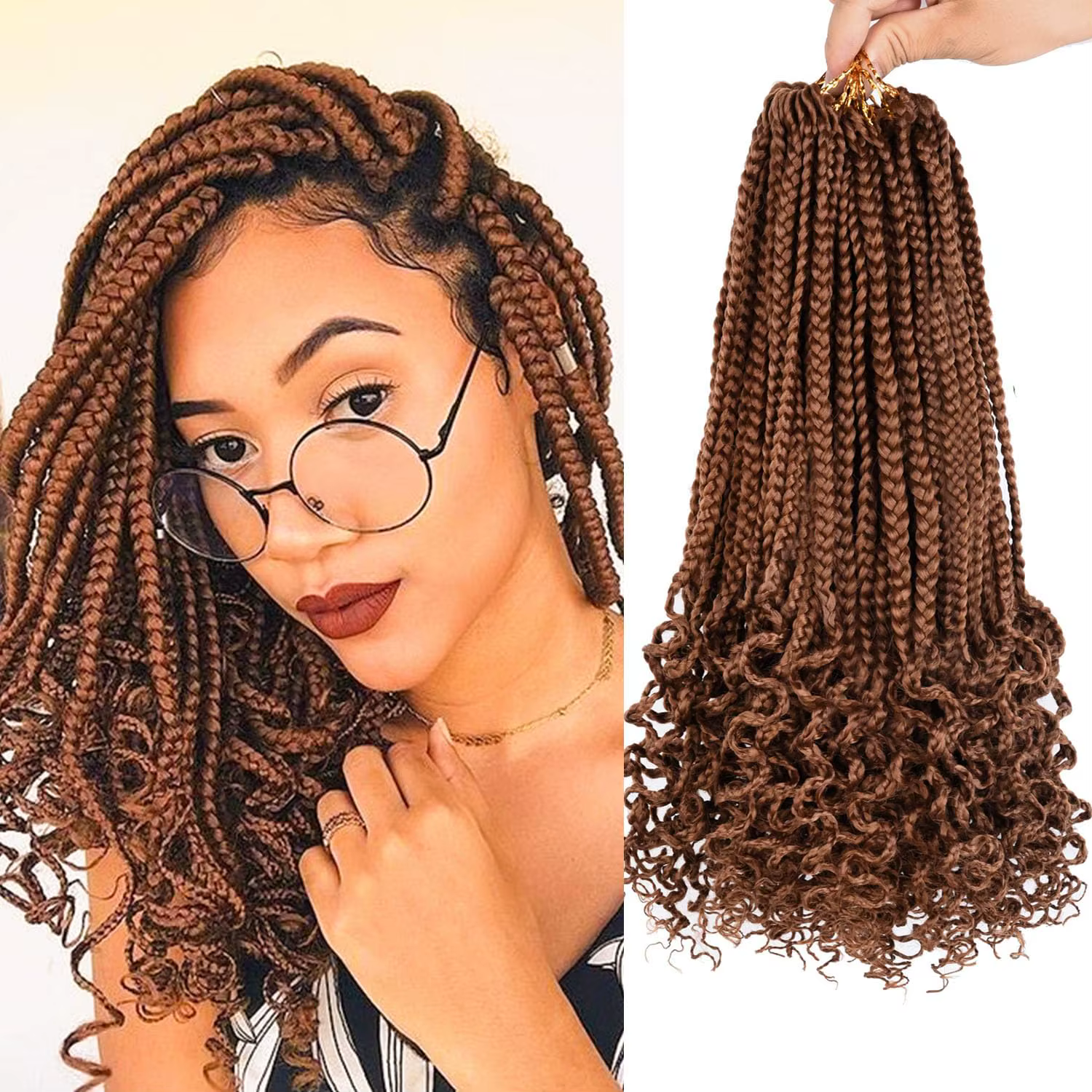 Boîte synthétique tresses Crochet cheveux pour femmes noires avec extrémités bouclées pré-bouclées d
