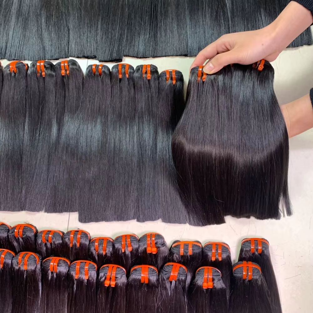 Extensions de Cheveux Humains Vierges Bruts Non Traités 100% Naturels, Super Double Drawn, Lisses Co