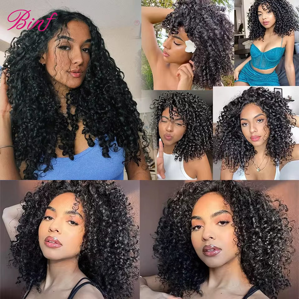 Lots de Cheveux Humains Bouclés Pixie, Bundles de Cheveux Bouclés Profonds, Tissage de Cheveux Brési
