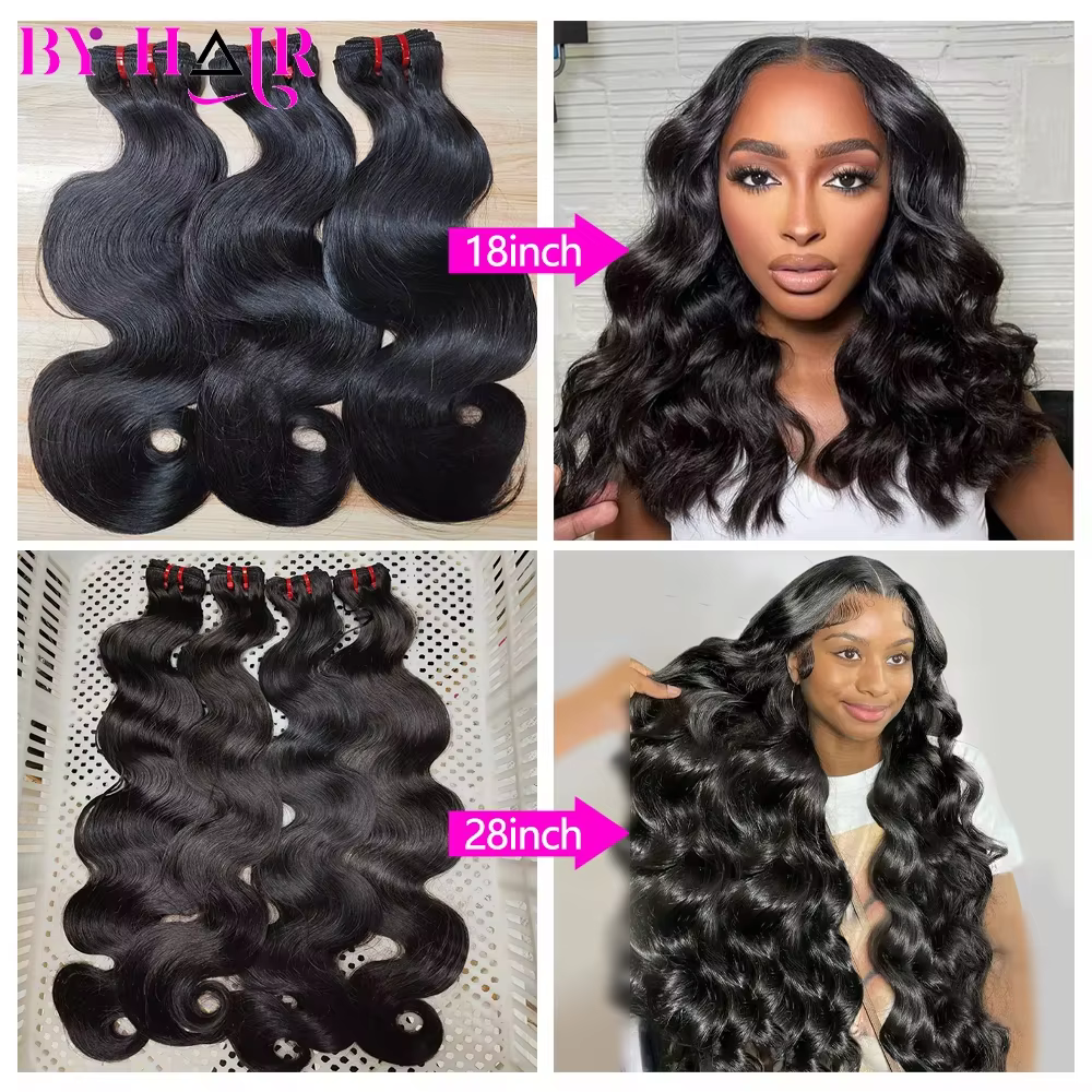 Bundles de vague de corps vierge à double proximité, extensions de cheveux humains bruts, optique vi
