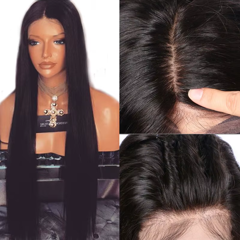 LUFFYHAIR 5*5 Base en soie pleine dentelle perruques de cheveux humains avec des cheveux de bébé pré