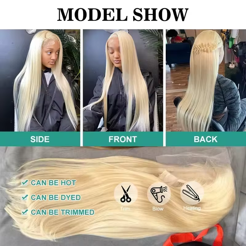 Perruque de cheveux humains longue 613 blonde, perruque frontale HD 613, perruques de cheveux humain