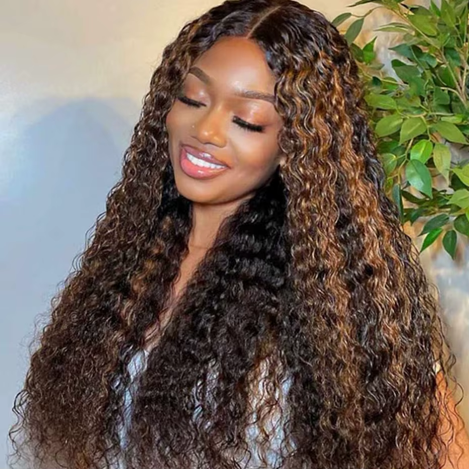 Perruque brésilienne bouclée crépue colorée 1B/30, demi-perruque 3-en-1 sans colle avec cordon de se