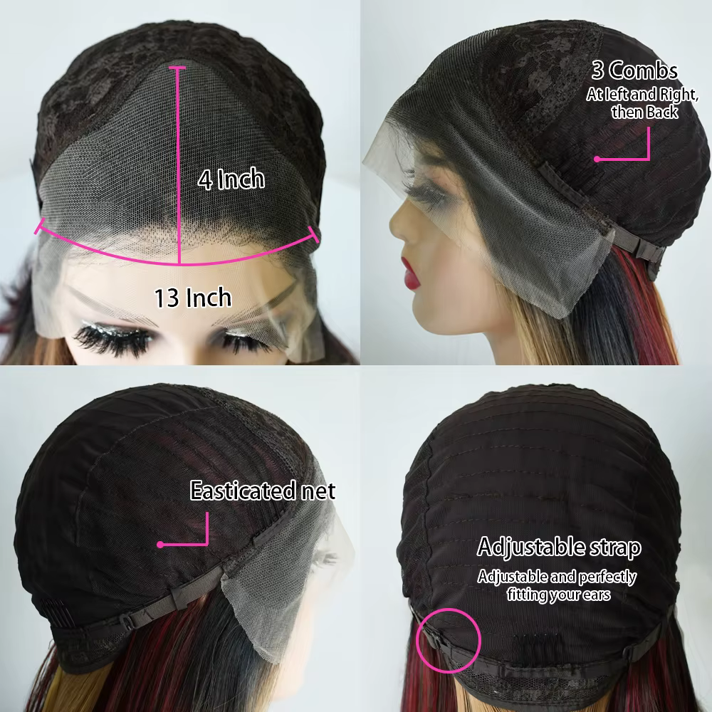 Perruque Lace Frontal Wig synthétique Body Wave longue bleu foncé, 13x4 HD, bleu nuit, sans colle, h