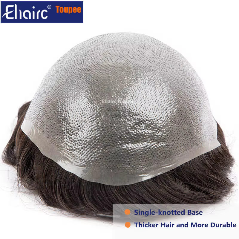 Premium Durable noué Microskin mâle prothèse de cheveux 0.12MM hommes prothèse capillaire hommes per