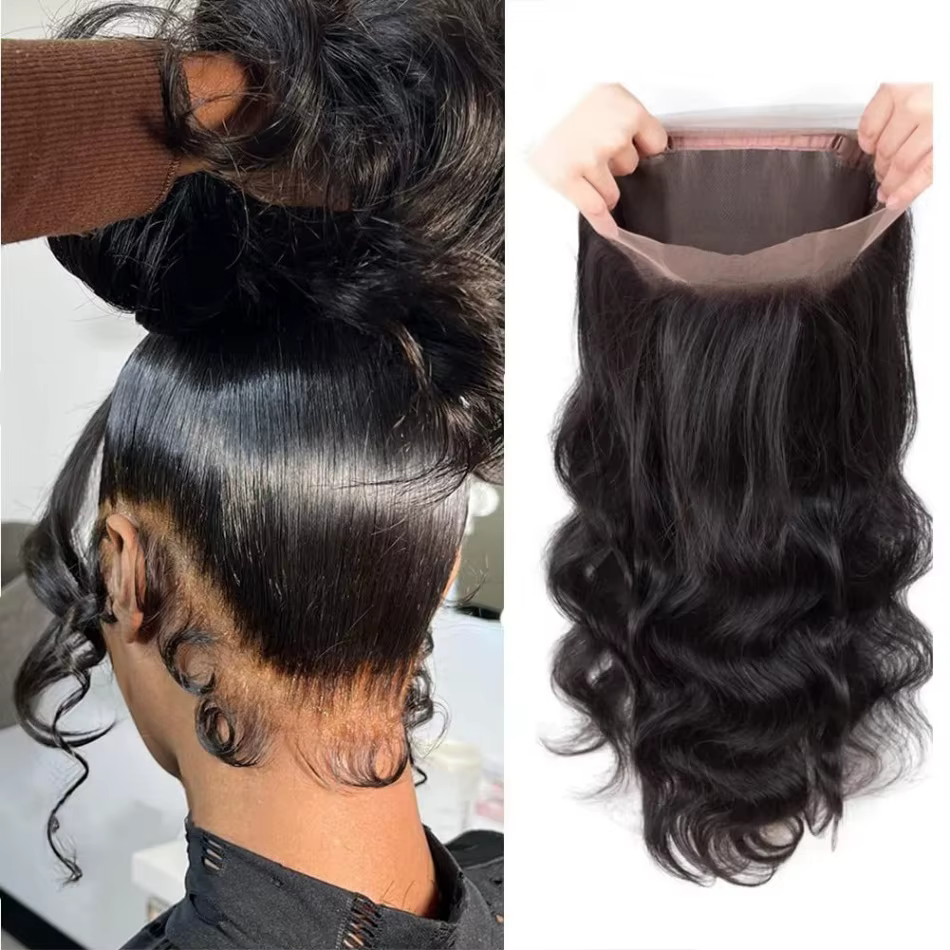 Perruques frontales en dentelle HD 360 Body Wave en cheveux humains pré-épilées brésiliennes pour fe