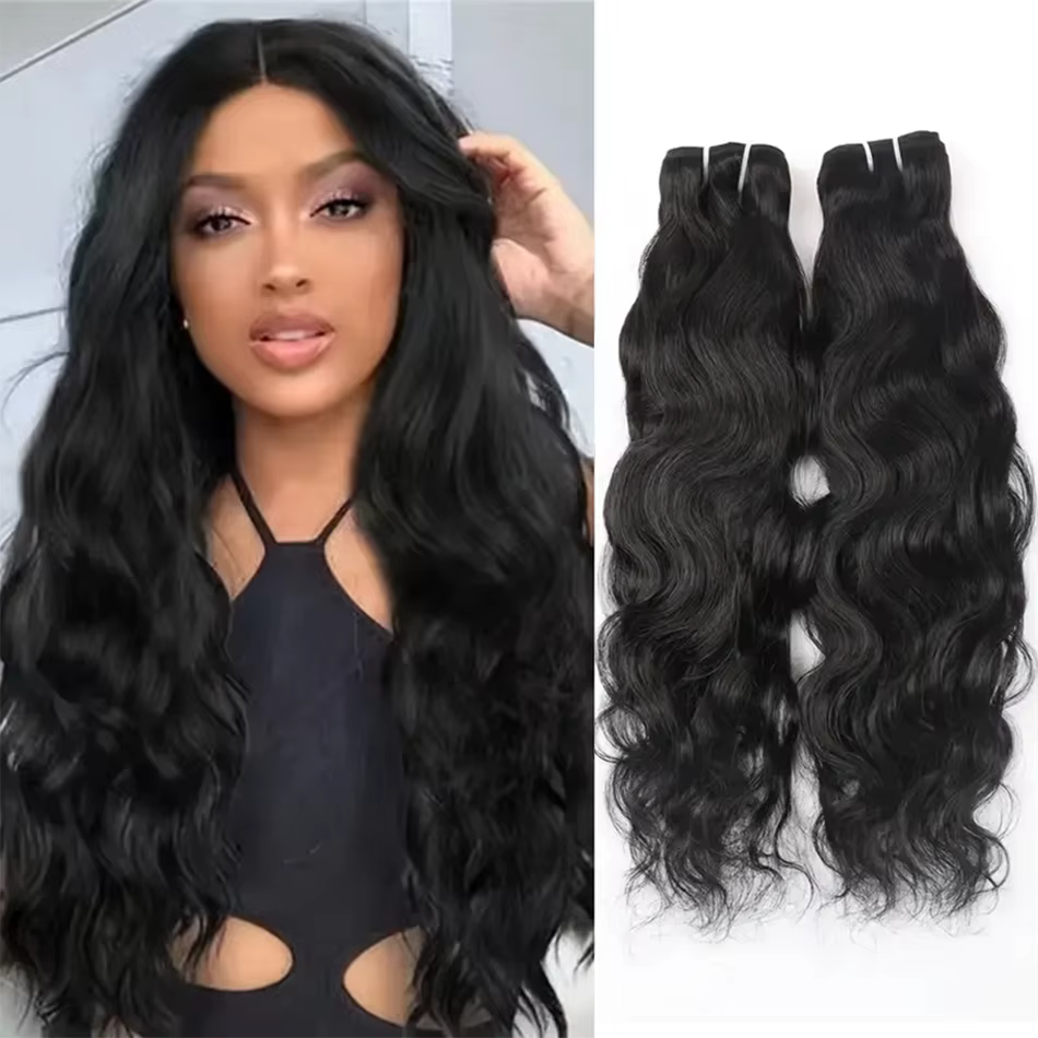 Tissage en lot brésilien naturel ondulé et humide, Extensions de cheveux 100% naturels vierges, offr