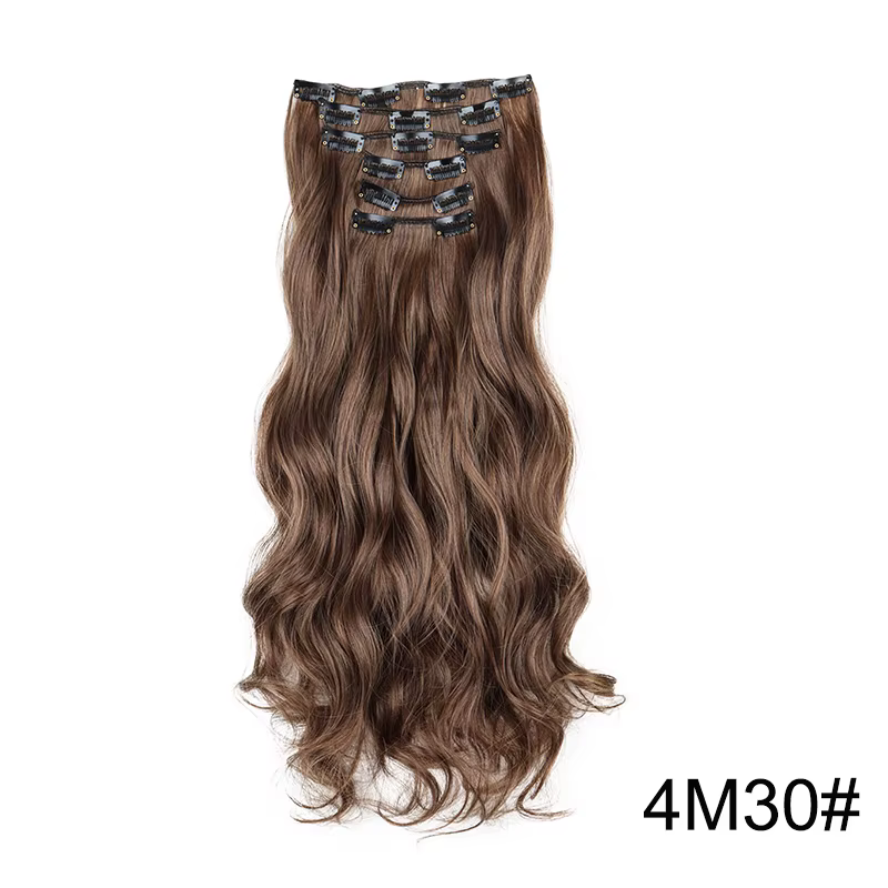 Extensions de cheveux synthétiques bouclés longs de 22 pouces, lot de 6 pièces, épaisses et douces, 