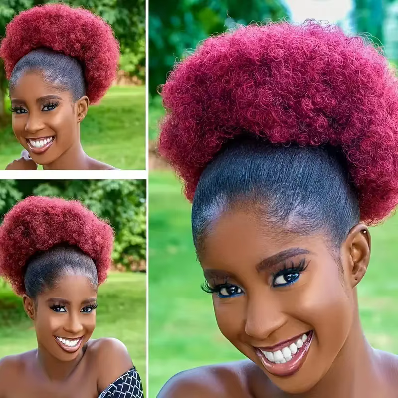 1pc femmes 10 pouces Afro crépus bouclés synthétique queue de cheval Extension cordon Afro bouffée S