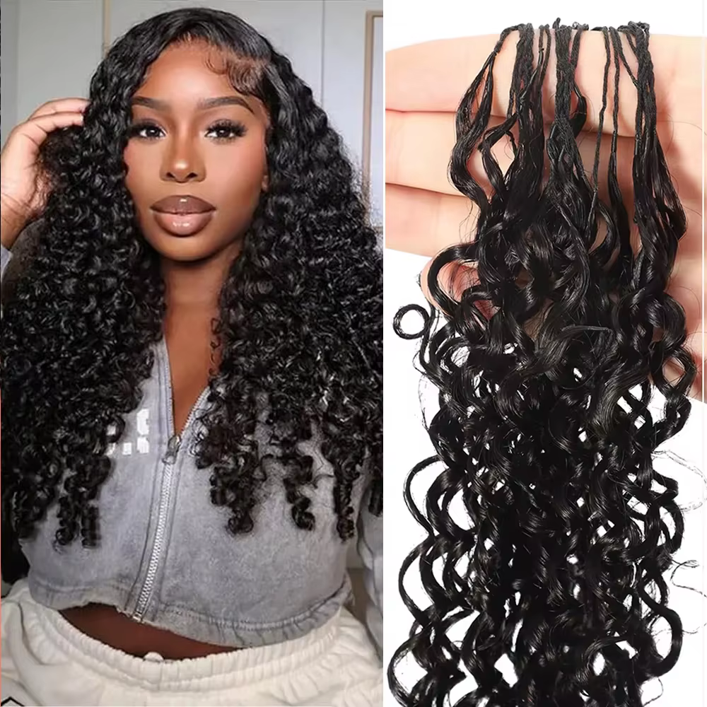 Extensions de cheveux naturels brésiliens bouclés au Crochet, plumes, 100% vrais cheveux crus, crépu