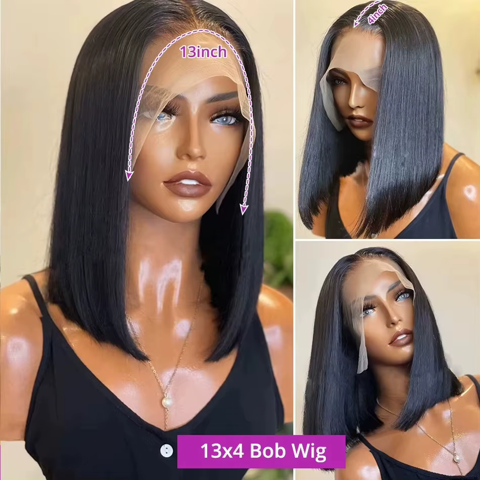 Perruques de cheveux humains lisses et raides 13x4 13x6 Lace Front, perruque courte bob bon marché,