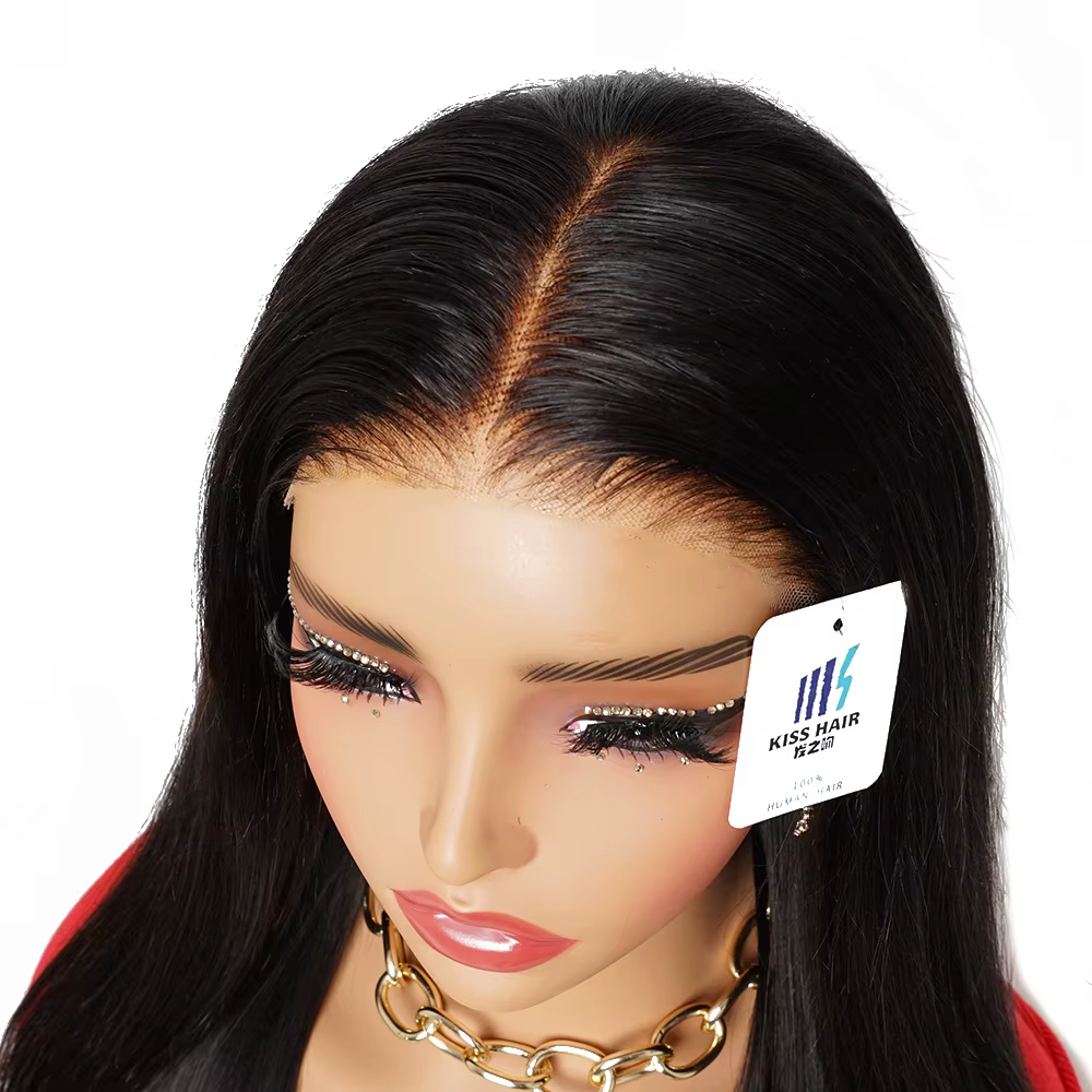 Perruque Lace Front 6*4 avec Nœuds Blanchis, Pré-épilée, Sans Colle, Prête à Porter, Cheveux Humains