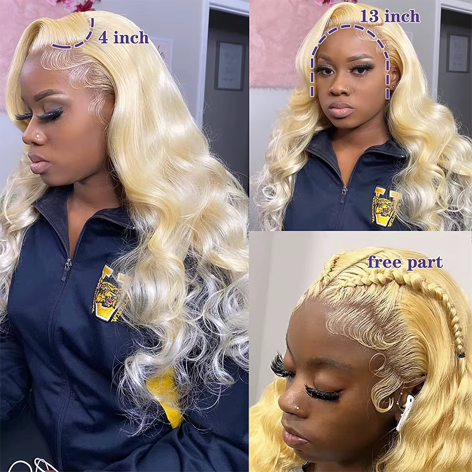 613 Blonde dentelle avant perruque cheveux humains vague de corps 13X6 Hd dentelle frontale perruque