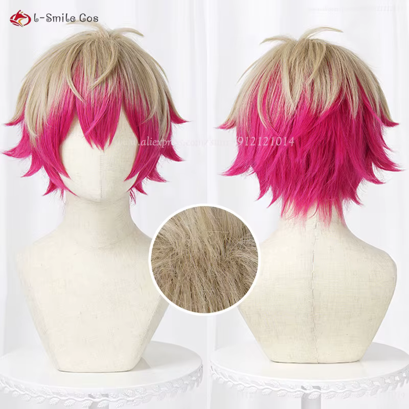 Anime Alexis Ness Cosplay perruques 32 cm lin Rose perruques mixtes Cosplay Anime Cosplay perruque r