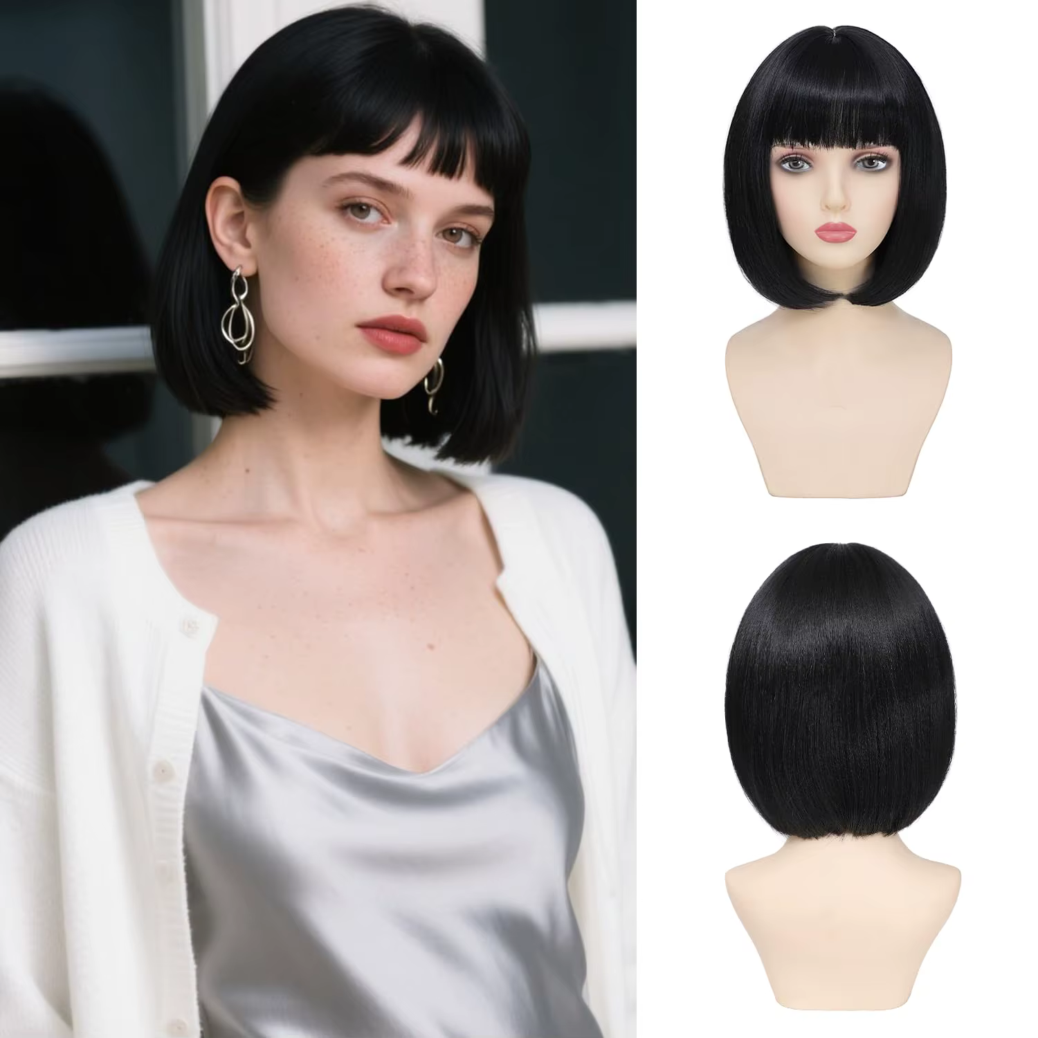 Perruque synthétique rose style bob pour Halloween, perruque cosplay pour fêtes quotidiennes, perruq