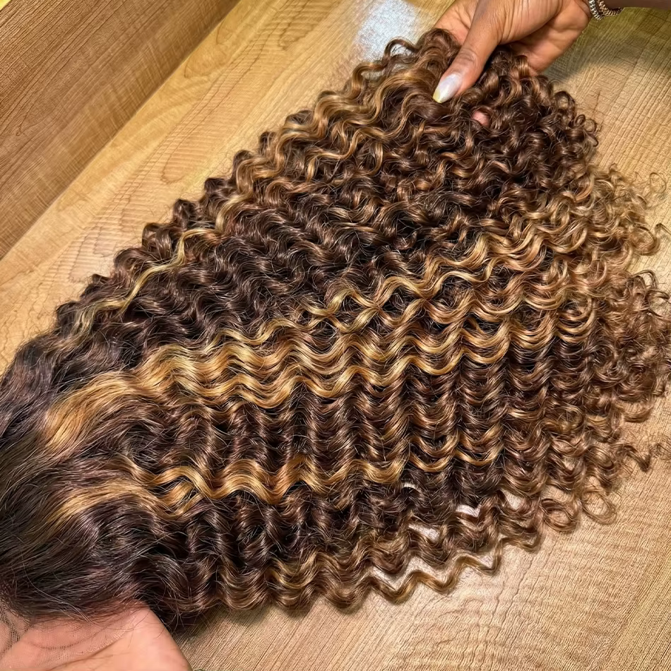 Perruque brésilienne en cheveux humains 13x4 Lace Frontal, densité 250%, couleur 4/27, Deep Wave, pr