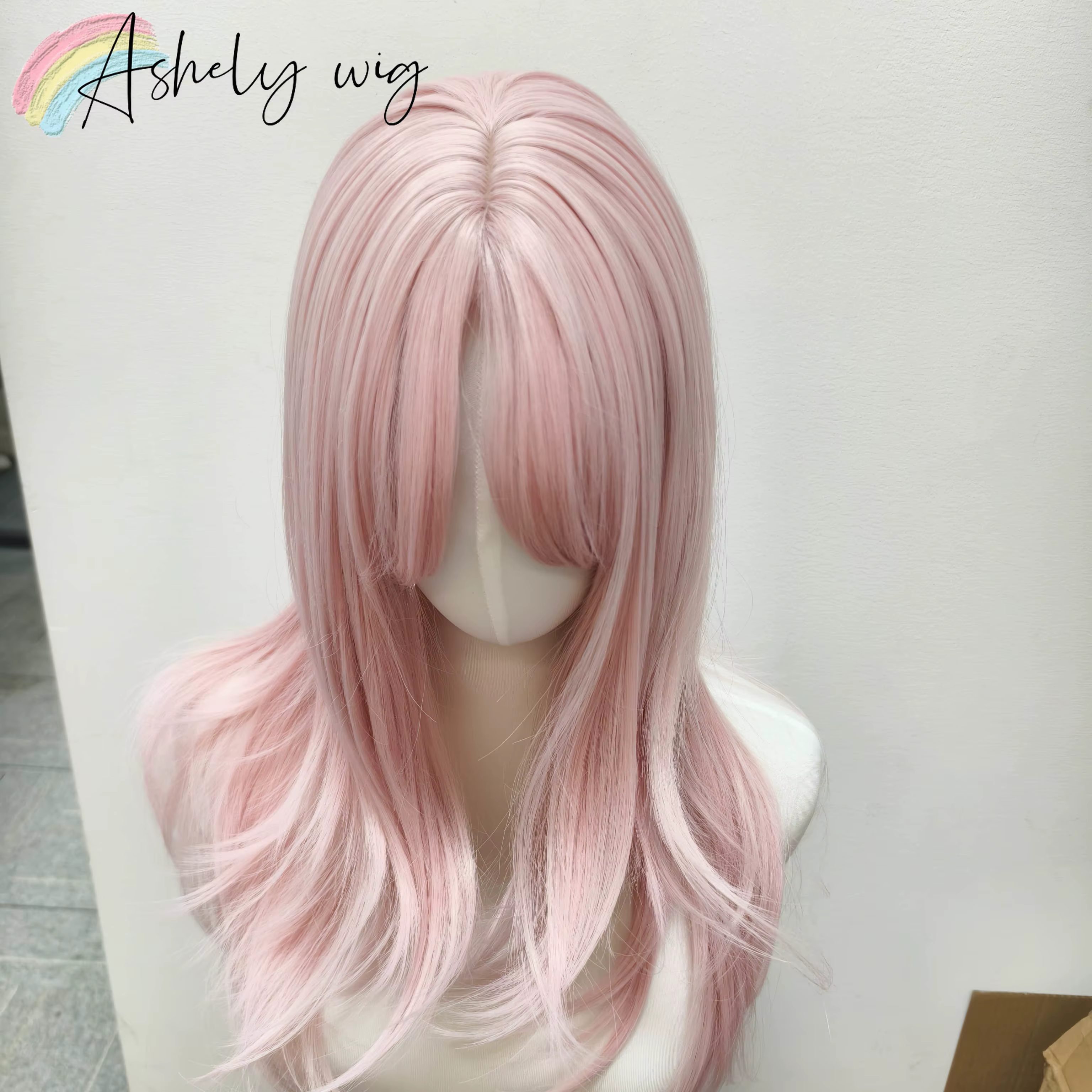 Ashely Rose perruque Lolita femme bandeau corps ondulé Rose modèles de cheveux en frange française h