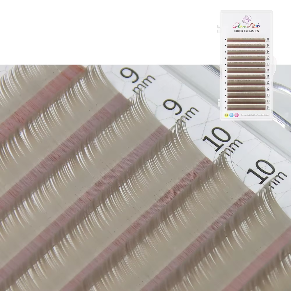 Extensions de cils de couleur marron violet 8-14mm, longueur mixte, cils individuels naturels longs