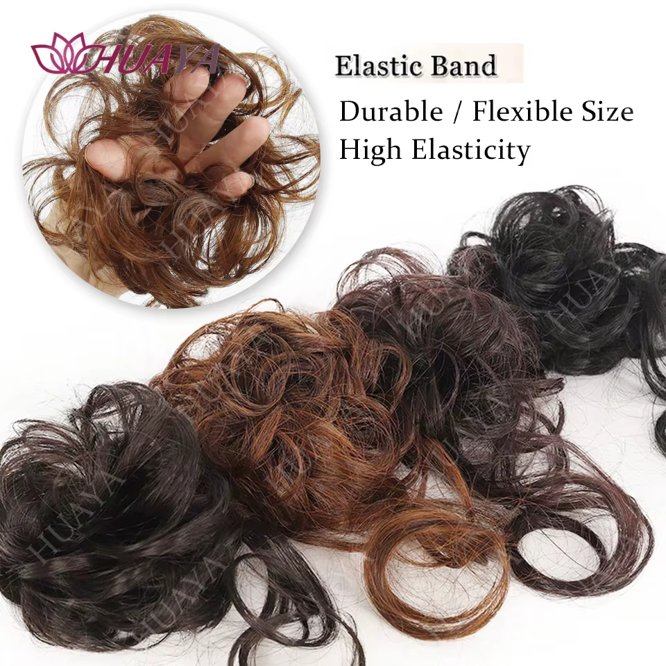 2 pièces synthétique désordre Updo cheveux Chignon Chignon chouchous faux cheveux bande tresse élast