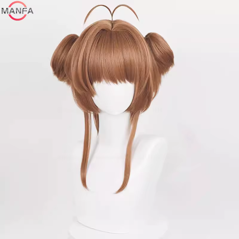 Perruque de Cosplay Anime Sakura Kinomoto, perruque courte de 46cm pour femmes et filles, cheveux sy