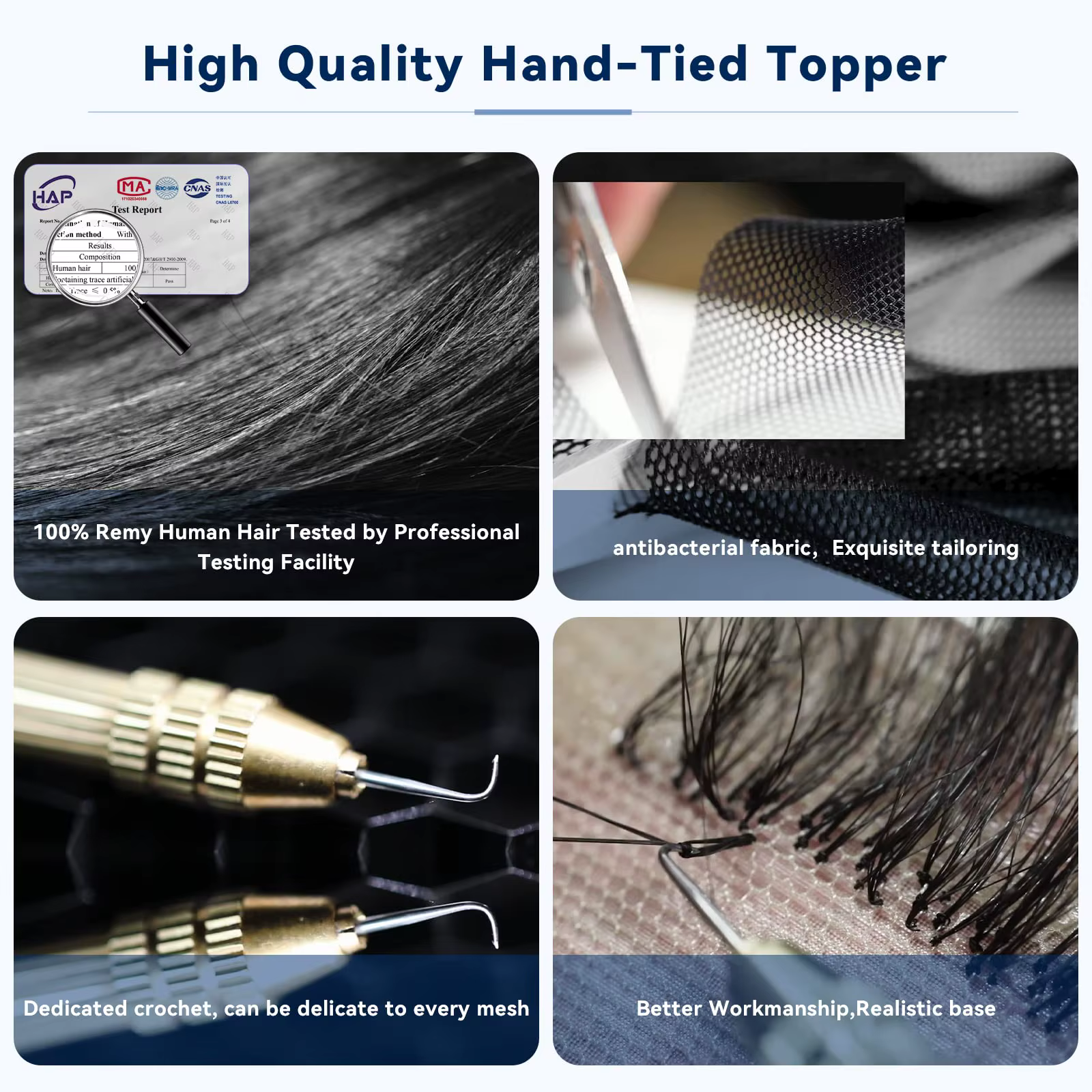 Cendré gris brun 100% Remy cheveux humains Toppers Clips dans les cheveux dentelle Base Topper posti