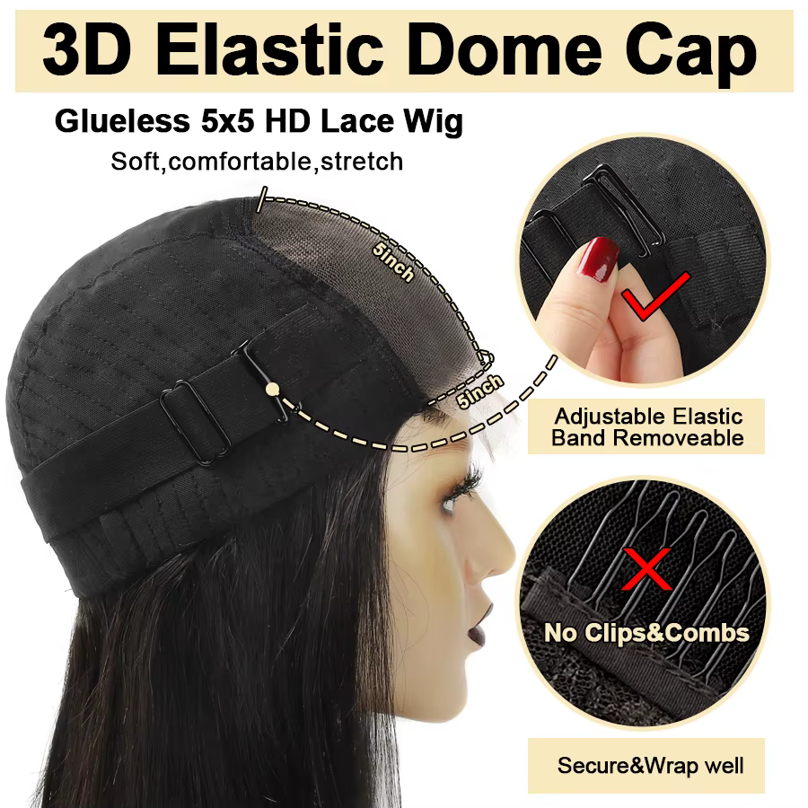 Perruque noire de jais avec fermeture en dentelle transparente, perruques de cheveux humains, vêteme