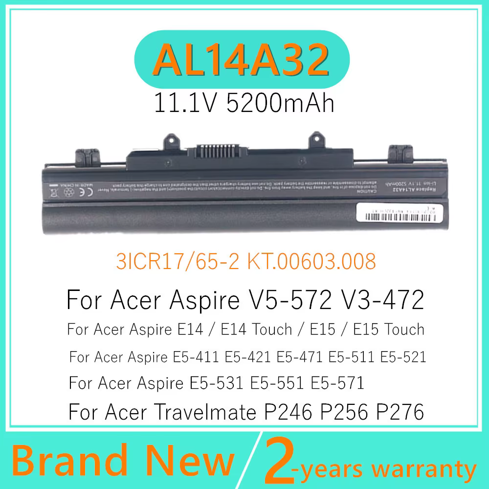 Batterie d'ordinateur portable pour Acer Extensa 2509 EX2509 2510 EX2510 2510G EX2510G AL14A32 V5-57