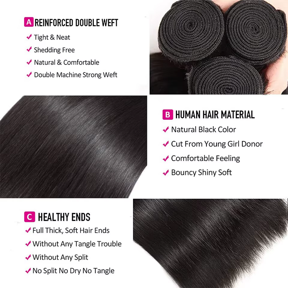 Tissage Humain Hair Lisse 28 30 32 Pouces Extensions Cheveux Humains Brésiliens Soldes Cheveux Natur