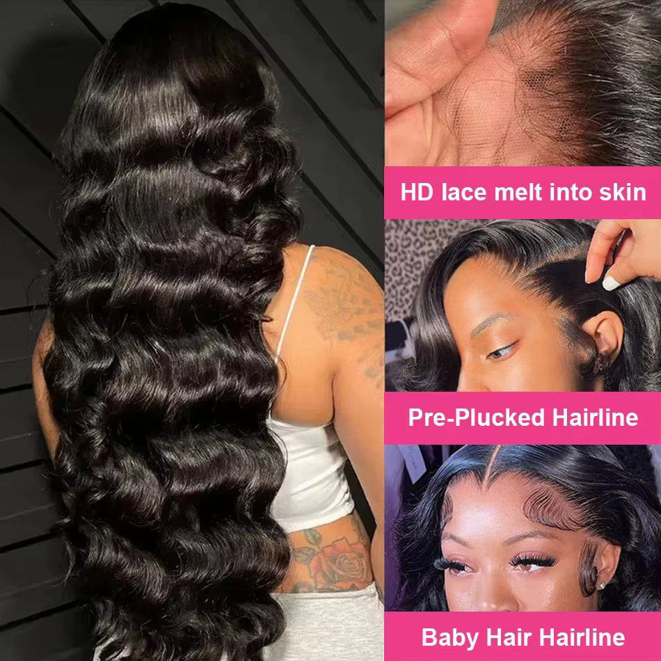 250% Remy cheveux 30 pouces vague de corps 7x5 sans colle perruques cheveux humains brésilien pré pl