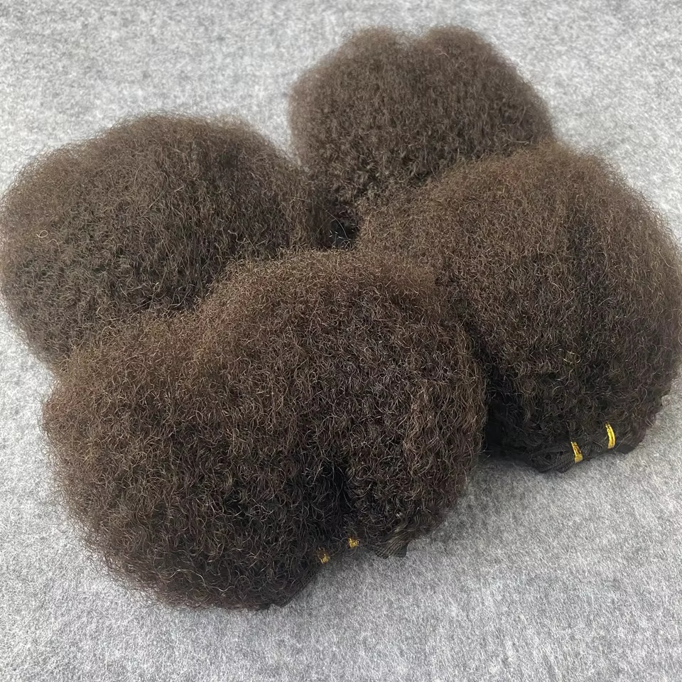 Tissage de cheveux humains bruts moelleux, Extensions de cheveux Afro crépus bouclés, Double tirage,