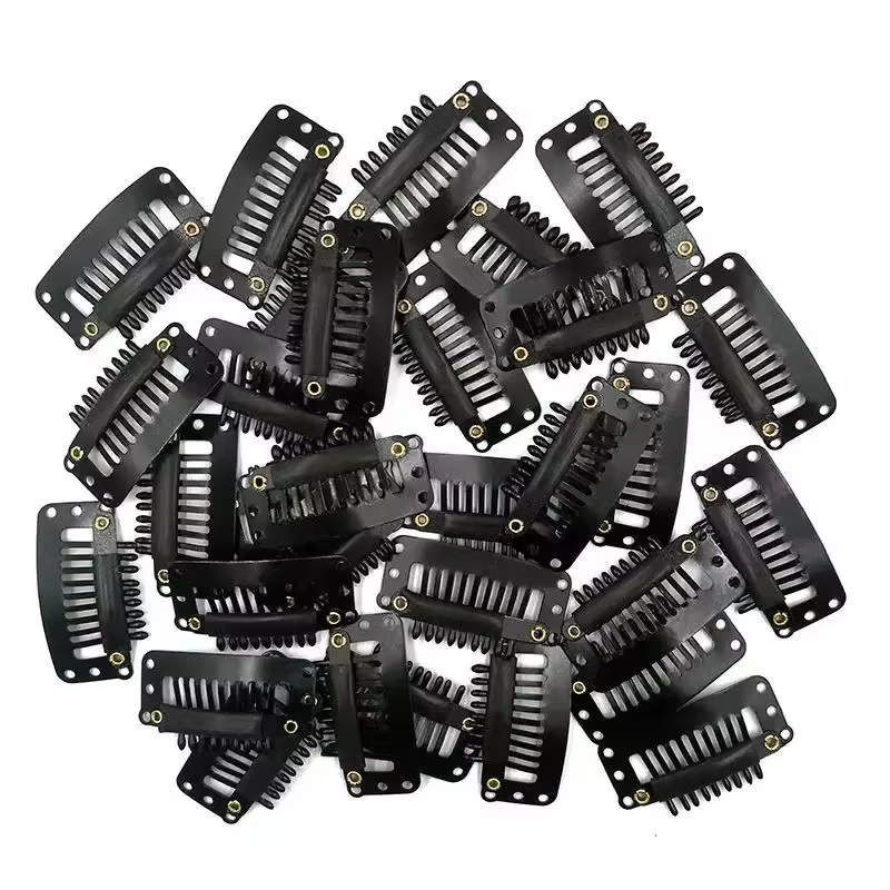 10-100 pièces pinces à cheveux 32mm Extensions de cheveux pince à pression pour les femmes en métal