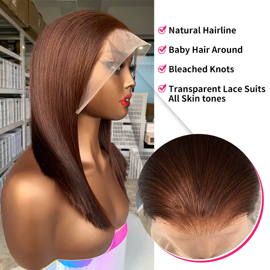 Perruques vietnamiennes sans colle, 100% cheveux humains de qualité, perruque prête à porter avec cl