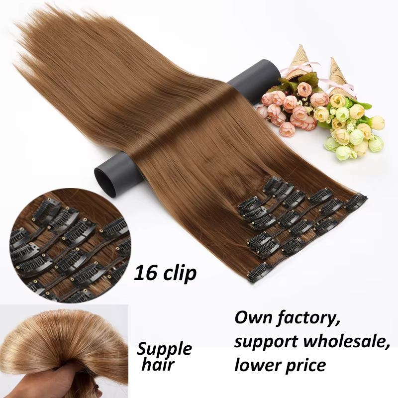 WIGSIN synthétique 6 pièces/ensemble 24 pouces Extensions de cheveux longs raides Clip-in résistant