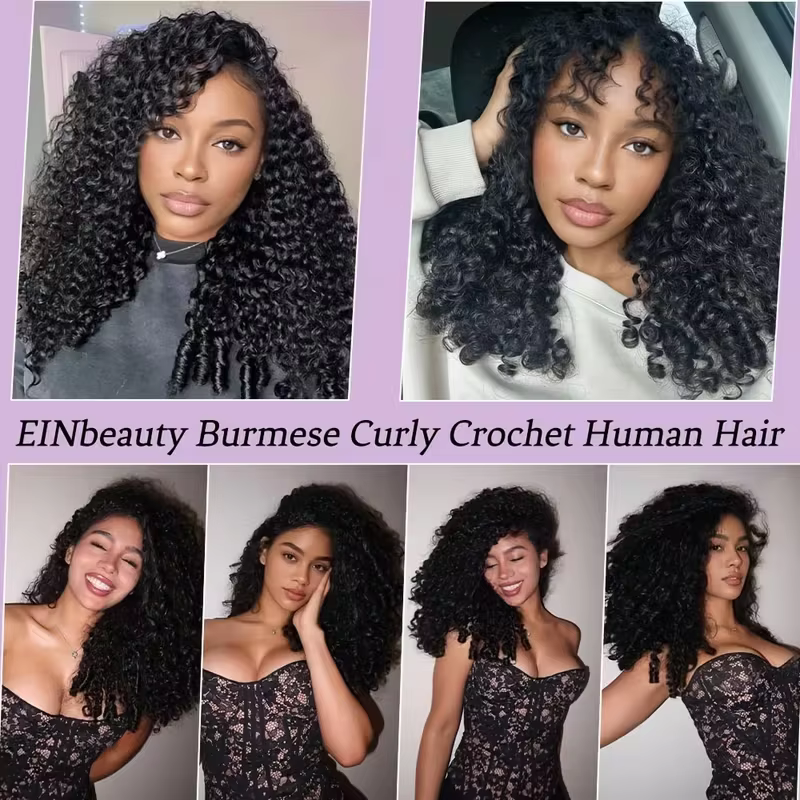 Extensions de cheveux humains bouclés birmanes au crochet, pré-séparées, 30 pouces, pour femmes