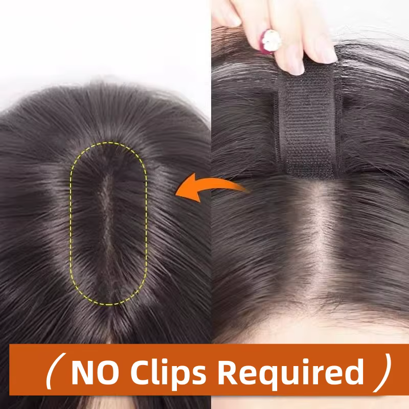 No Clip Toppers frange de cheveux humains amélioré pâte magique Toppers de cheveux frange pour les f