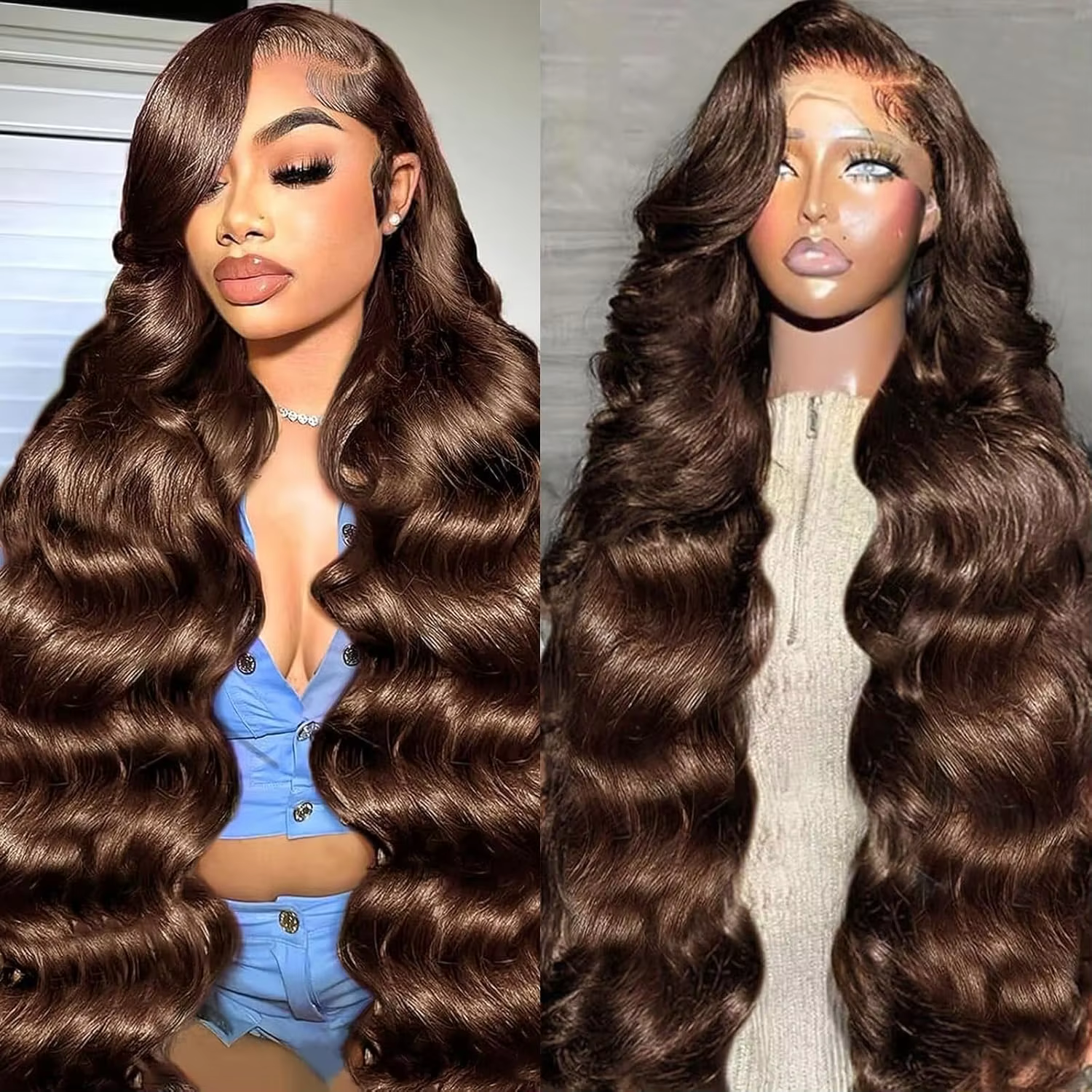 Perruque Body Wave 46 pouces # Perruques frontales en dentelle HD transparente 13x4 13x6 en cheveux 