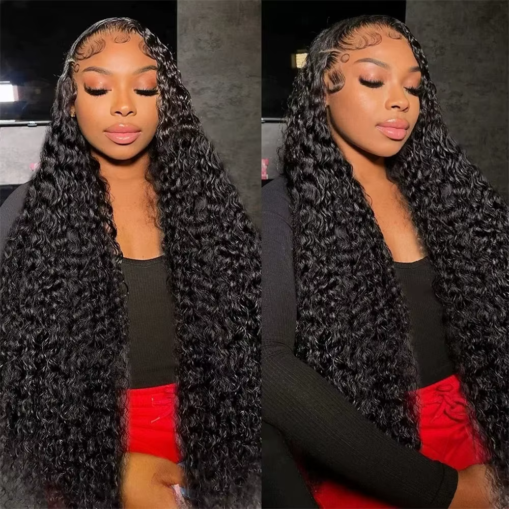 Perruque Lace Front Wig Brésilienne Naturelle, Cheveux Bouclés, Deep Wave, 13x4, 13x6, HD, Densité 2
