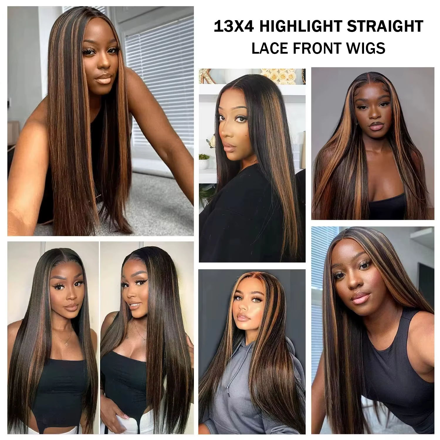 Perruque Lace Front Wig naturelle lisse sans colle, 5x5, P1B/30 ombrée, 13x6, reflets, Body Wave, 13