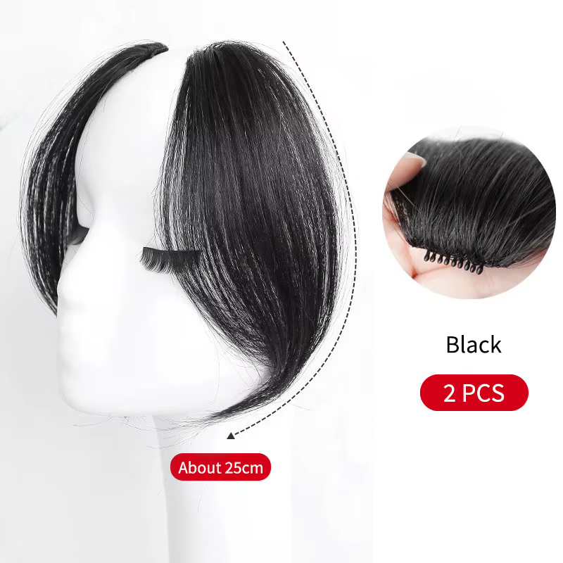 2 pièces pince à frange synthétique dans les cheveux frange postiche partie centrale deux côtés Bang