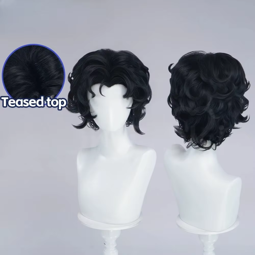 Perruque de cosplay Pierrot Harlequin pour homme, cheveux courts blancs, style Game The Freak Circus