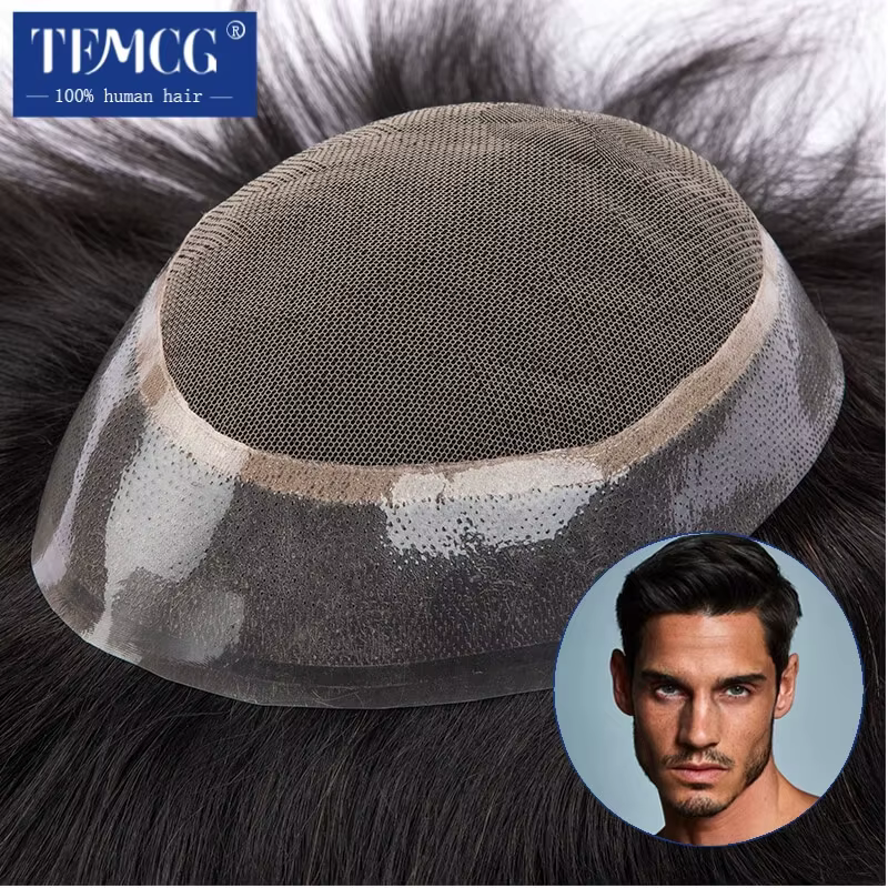 Australie mâle cheveux prothèse dentelle PU Base respirant naturel délié naturel naturel cheveux hum