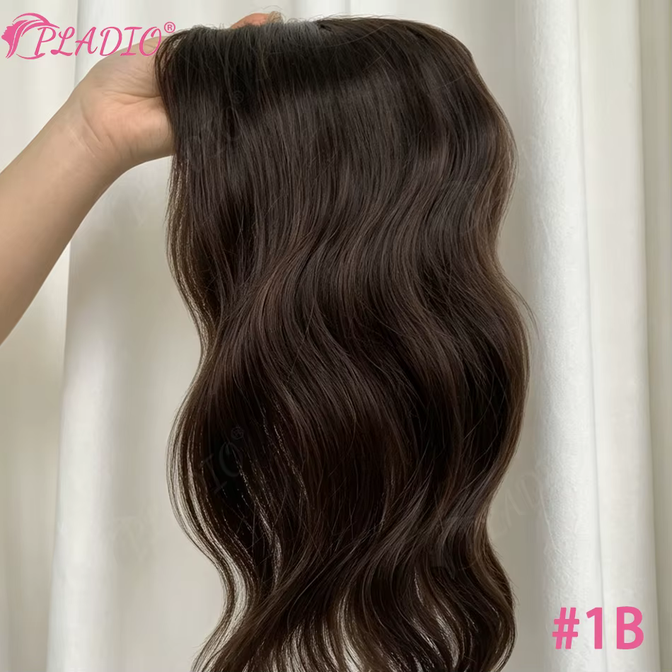 Extensions capillaires naturelles en cheveux humains pour femmes, à clipser, ondulées, avec base en 