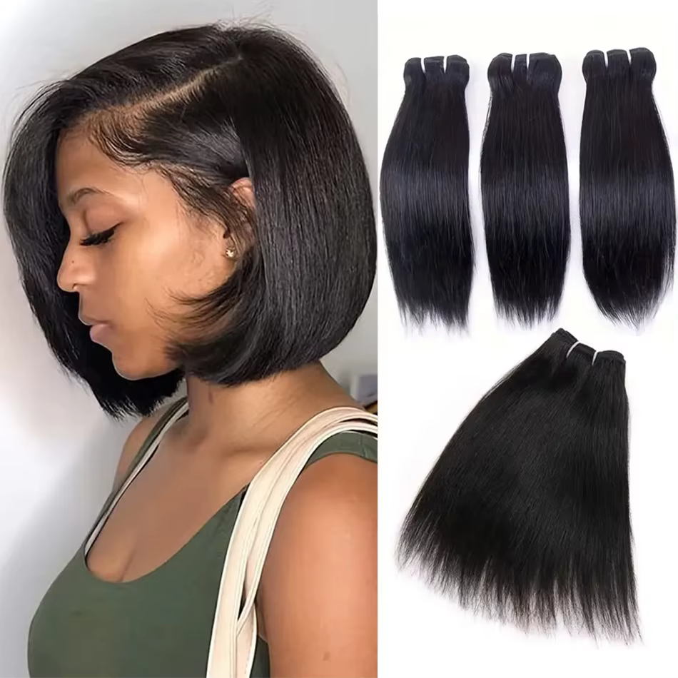 Gros cheveux humains courts armure os droit brésilien vierge cheveux humains paquets couleur naturel