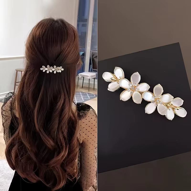 Pince à cheveux Vintage en strass Floral, 1 pièce, adaptée à toutes les saisons, parfaite pour les m