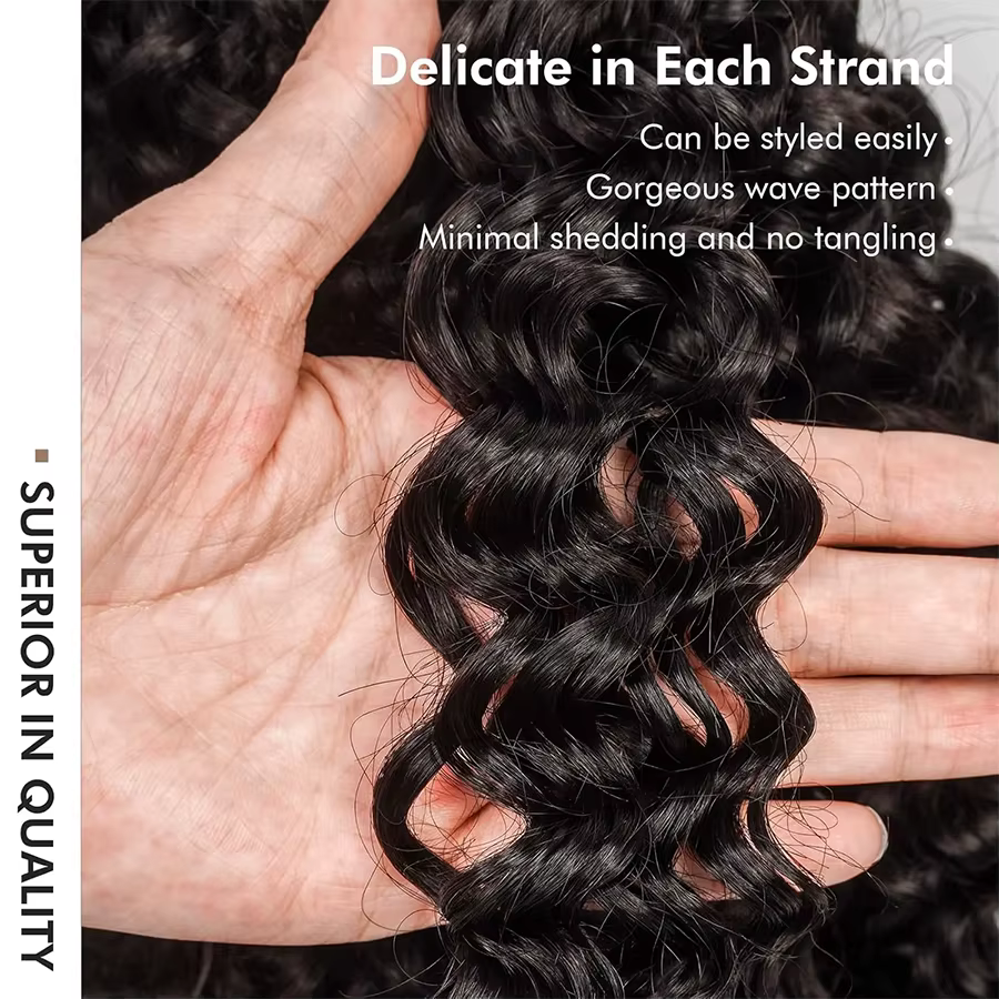 Extensions de cheveux humains bouclés birmans au crochet, sans nœuds, pré-séparées, noir naturel, te