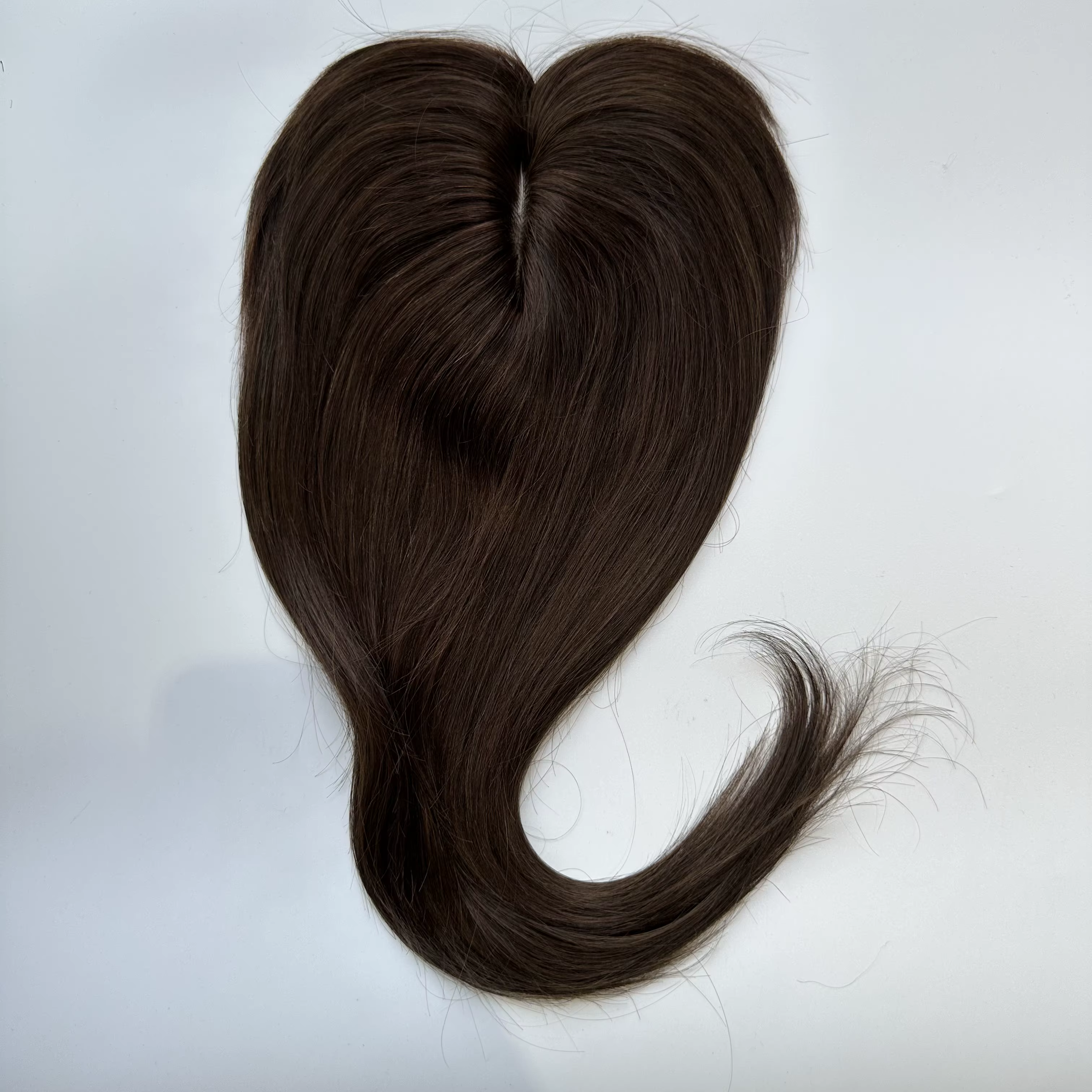 Postiche pour femmes, cheveux humains, avec partie centrale, frange en dentelle | 8x12cm 14-18 pou